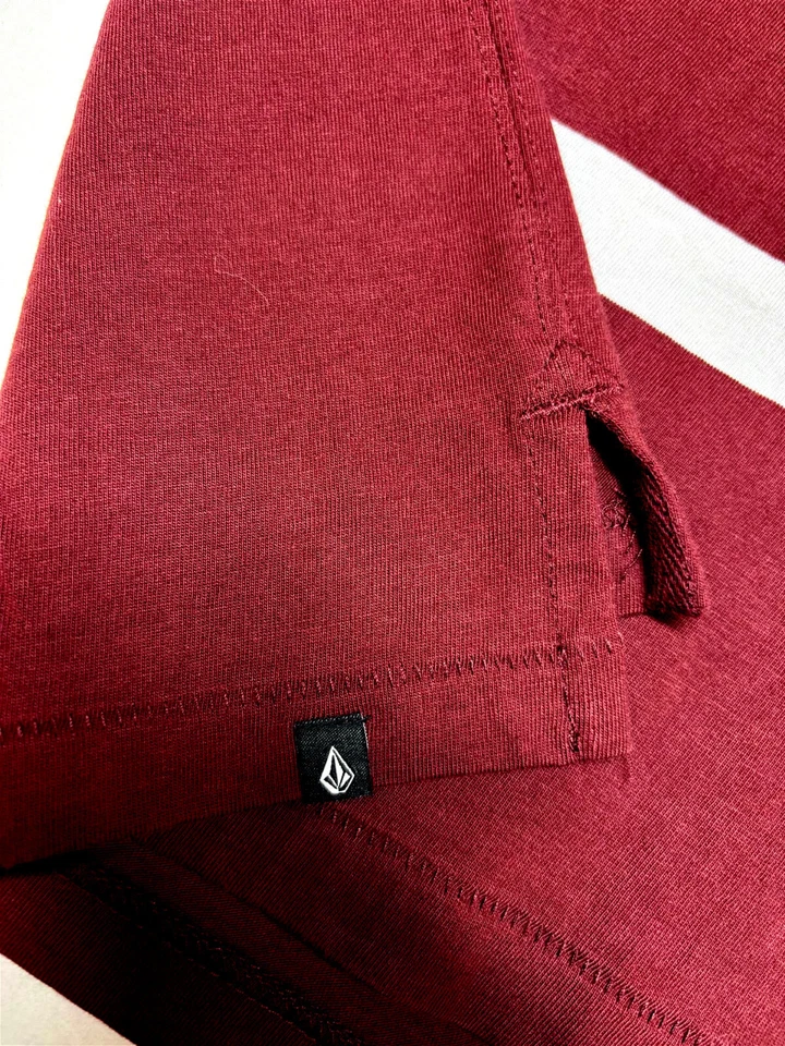 Volcom Mens Pullover Knit Long Sleeve Cotton Burgundy Gray Shirt Large L - Image 3 of 4