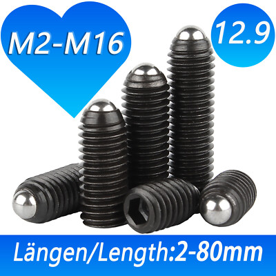 M2 M3 - M16 12.9 Steel Cone Point Grub Screws - Hex Socket Set Screw - Din 914