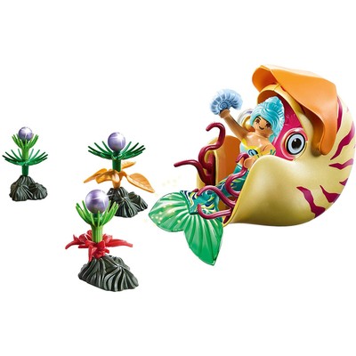 PLAYMOBIL Mermaid With Sea Snail Gondola - Underwater Toy Set With Pearls & Coral (Ages 4+) - View #5