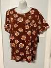 NWT Women's Alfani Crimson Floral Multi-Color Top with Short Sleeve   Size Large