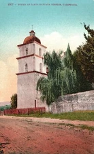 Vintage Postcard 1910's View of Tower of Santa Barbara Mission California CA