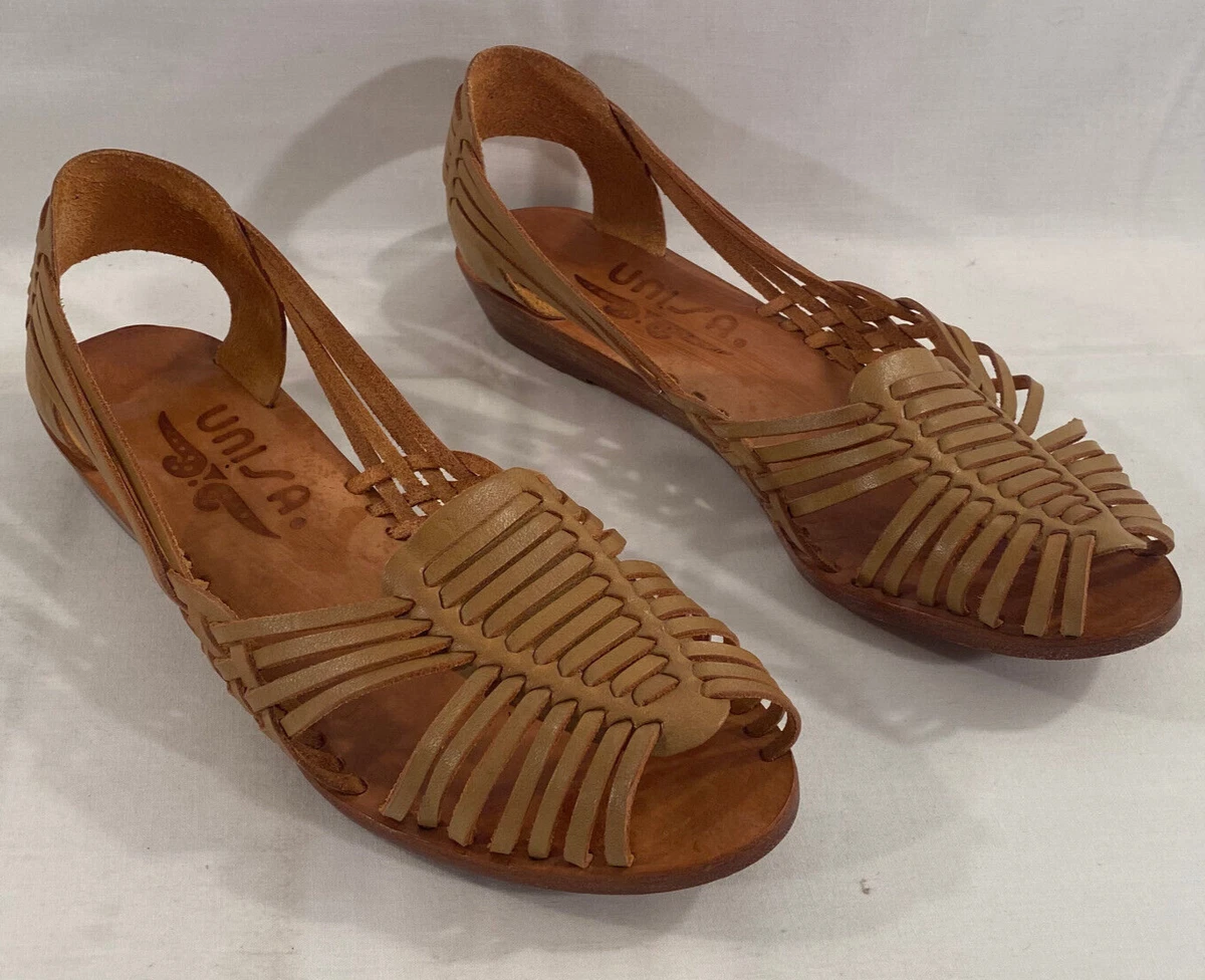 Unisa Chin Chin Sand Beige Tan Strap Sandals Women s Size 6B eBay