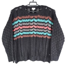 Womens Black LuLaRoe Open Knit Mariah Sweater Stripes Long Sleeve Size 3XL