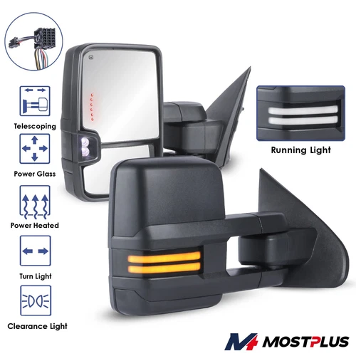Pair Switchback Power Fold Tow Mirrors For 2014-2018 Silverado Sierra 1500