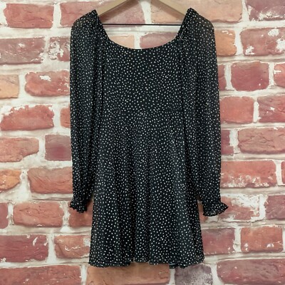 Altard State Dress Womens Small Black White Polka Dot Abstract Casual  Popover | eBay