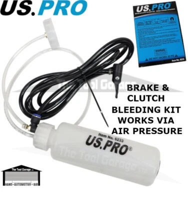 US PRO Tools Brake & Clutch Bleeder Kit - Single Handed Tyre Operation NEW 6233 - Image 1 of 3