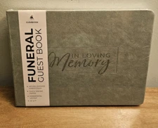 Clever Fox Funeral Guest Book In Loving Memory 10"×7" Horizontal Layout Gray New