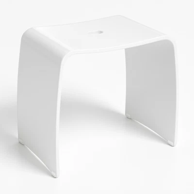 Libaro Badhocker MERAN XL Acryl glänzend weiß Duschhocker groß Griff Anti-Rutsch