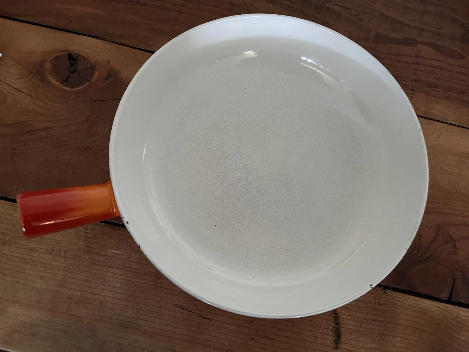 Vintage 9.75" Descoware Special Orange Enameled Cast Iron Skillet Pan Belgium