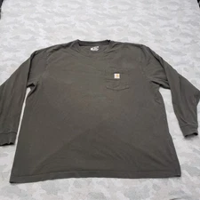 Carhartt Shirt Mens 2XL Green Loose Pockets Long Sleeve Workwear