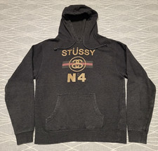 Stussy 90's Vintage Hooded Sweatshirt Dark Heather Womens Large Mens Small