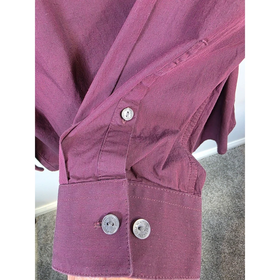 Camisa de vestir Kenneth Cole Reaction para hombre calce ajustado manga larga 17,5 borgoña/B116 Foto 4 de 4