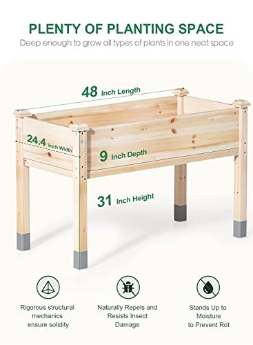 Wooden Raised Garden Bed with Legs, Elevated Reinforced Large 48”L X 24”W - Picture 7 of 7