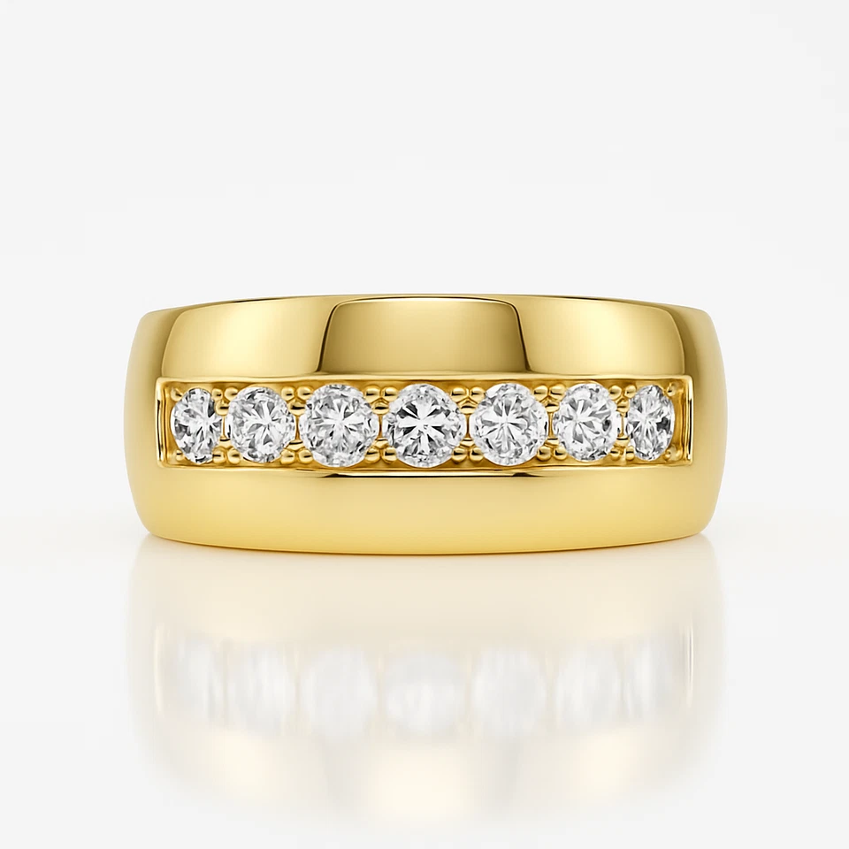 Herrenring 750 Gelbgold 18K Brillant Ring 1,00ct Diamant Bandring Gr 65 Massiv - Bild 1 von 4