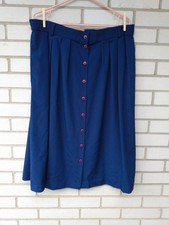 Vintage Plus Size Blue Skirt 36" to 38" Waist Pockets Button Front