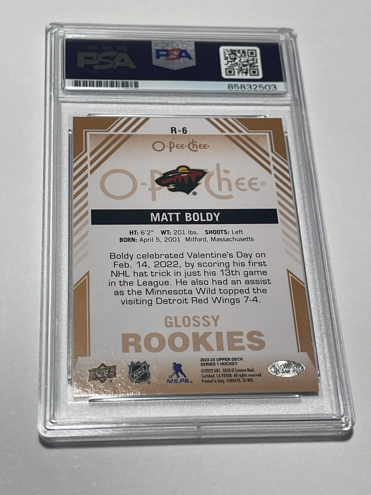 Matt Boldy Signed Card PSA DNA PSA/DNA Auto Slabbed IP OPC Glossy Rookies Wild c view 2