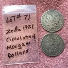 2X PRE. 1921   MORGAN 90 % SILVER DOLLAR COINS. CIRCULATED  LOT # 71
