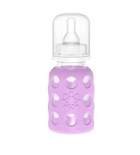 Lifefactory 4oz Glass Baby Bottle   Stage 1 Nipple, Lavender Silicone Sleeve