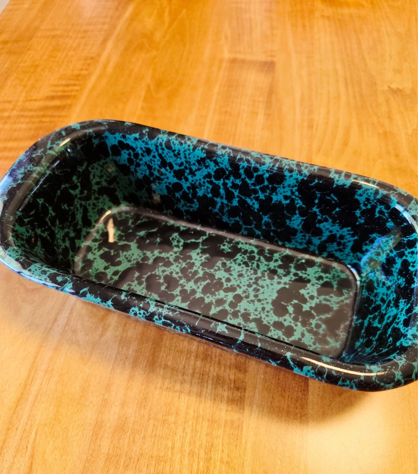 Bennington Pottery Green Agate Loaf Bread Pan Vermont 1874 David Gil