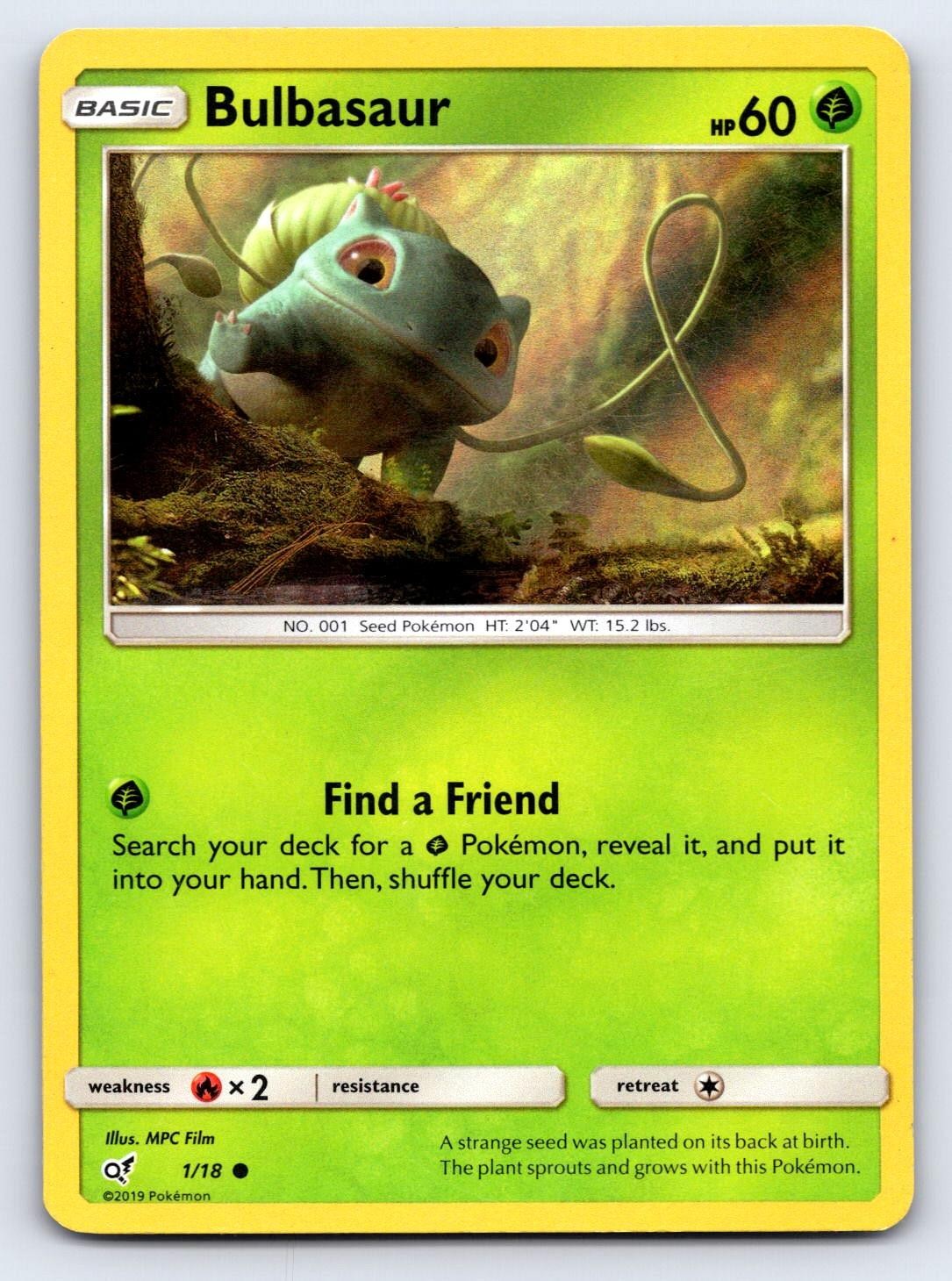 Bulbasaur 1/18 Common Detective Pikachu Pokemon Holo Moderately Played
