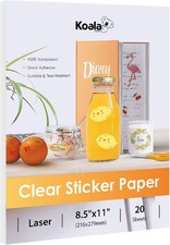 Koala Printable Clear Sticker Paper - ONLY for LASER 8.5x11 Inch,