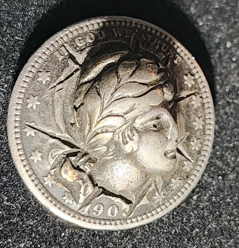 1903 Silver Quarter Repousse Pop Out Coin Jewelry. B2431 - Image 3 of 4