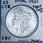 1921 BU GEM MORGAN SILVER DOLLAR UNC MS+++ U.S. MINT RARE COIN 7626