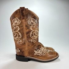Shyanne Lasy Vintage Brown Comfort Floral Embroidered Western Boots Youth Sz 2D