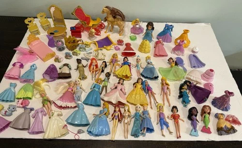 Disney Princess polly pocket Lot tiny mini dolls Clothes Mice Etc