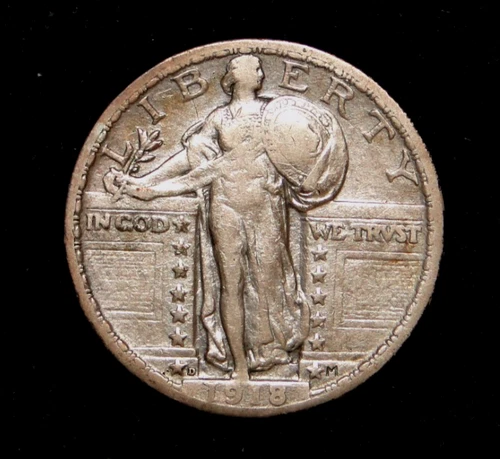 1918-D STANDING LIBERTY QUARTER OLD US TYPE COIN