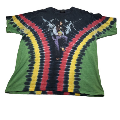 Vintage 2000 Bob Marley T-Shirt Zion Rootswear Mens Fits XL Double Sided Tie Dye