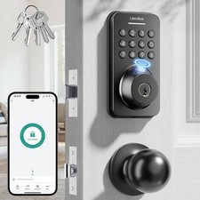 Fingerprint Keypad Deadbolt with Handle Set, Keyless Entry Door Lock, Door Lo...