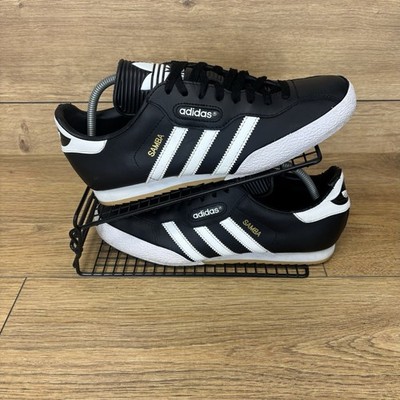 Adidas Schuhe Herren Größe UK 10 Samba Schwarz Weiß Leder Originals Turnschuhe 80er