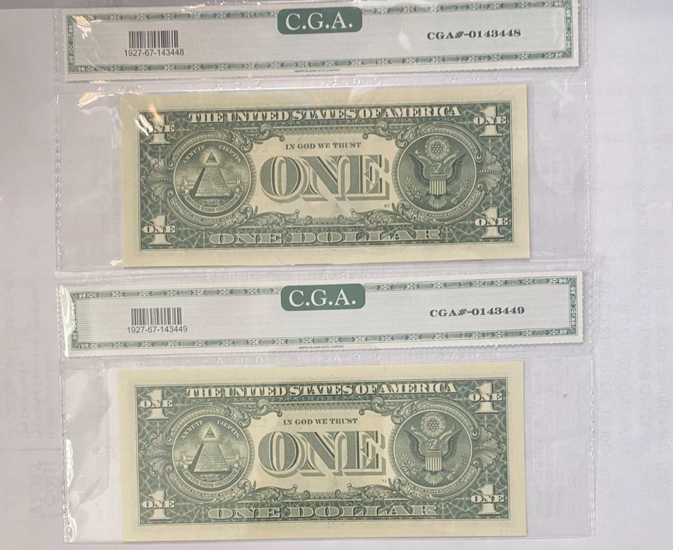 PAIR 2001 $1 PMG 67 GEM UNC FR-1927-L* FRN San Francisco -STAR NOTES - Image 2 of 2