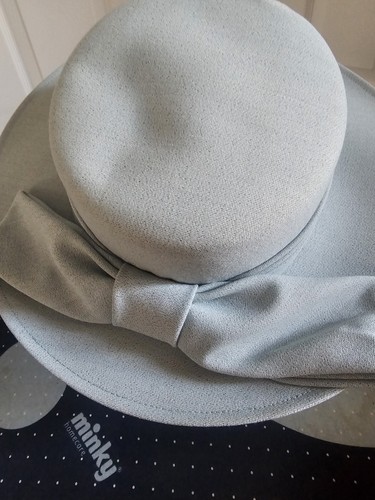 Cappello vintage Jacques Vert misto lana verde menta anni 80 tesa larga con fiocco - Foto 9 di 13