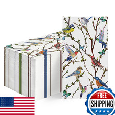 Horaldaily 100 Pack Paper Guest Napkins Decorative Watercolor Birds Branch