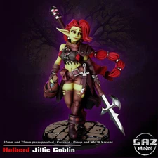 Halberd welder Jillie Goblin 32mm scale or 75mm scale by Gaz Minis SFW NSFW