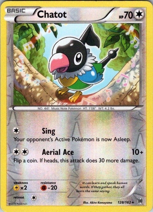 Chatot 128/162 Reverse Holo Pokemon XY BREAKthrough 2015 NM