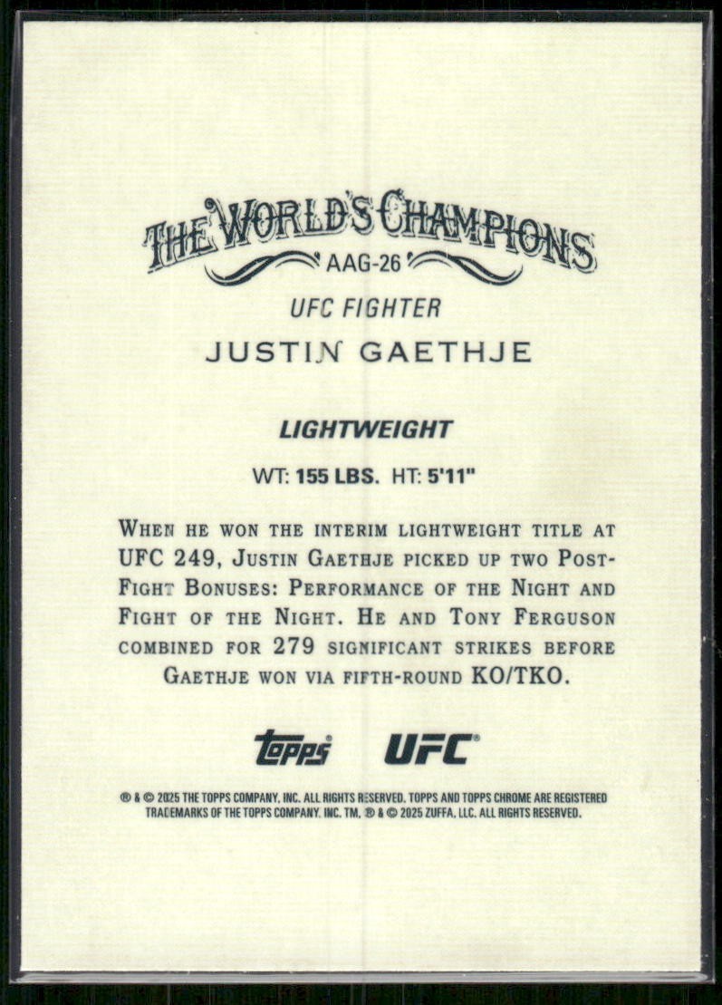 2025 Topps Chrome UFC Allen & Ginter Justin Gaethje #AAG-26 (JM