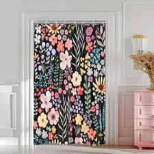 Small Stall RV Floral Shower Curtain Bathroom Decor 48Wx72H Black Flowers