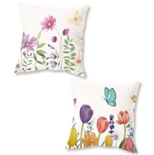 Spring Floral Pillow Covers 18x18 Inch Set of 2 18" x 18" Pack of 2 Pink