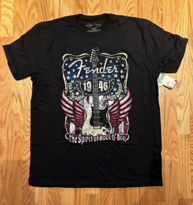 Hard Rock Cafe Northern Indiana Black Fender Guitar Men's X Hard Rock Cafe Northern Indiana Black Fender Guitar Men's X