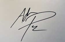 Hand signed white card of ADAM PEATY, SWIMMING, SPORT, TV, autograph