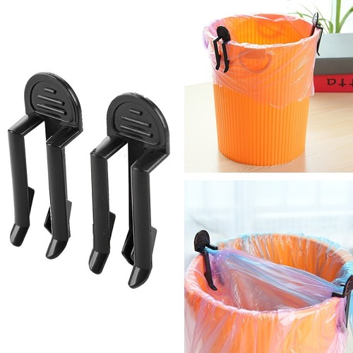 2pcs VISNFA Trash Can Clips - Durable Plastic Garbage Bin Holders with Secure Gr