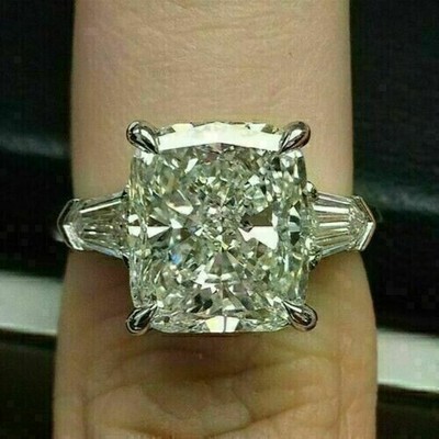 7 Ct Certified Cushion Cut Natural Off White Diamond Ring VVS1 White Gold Finish