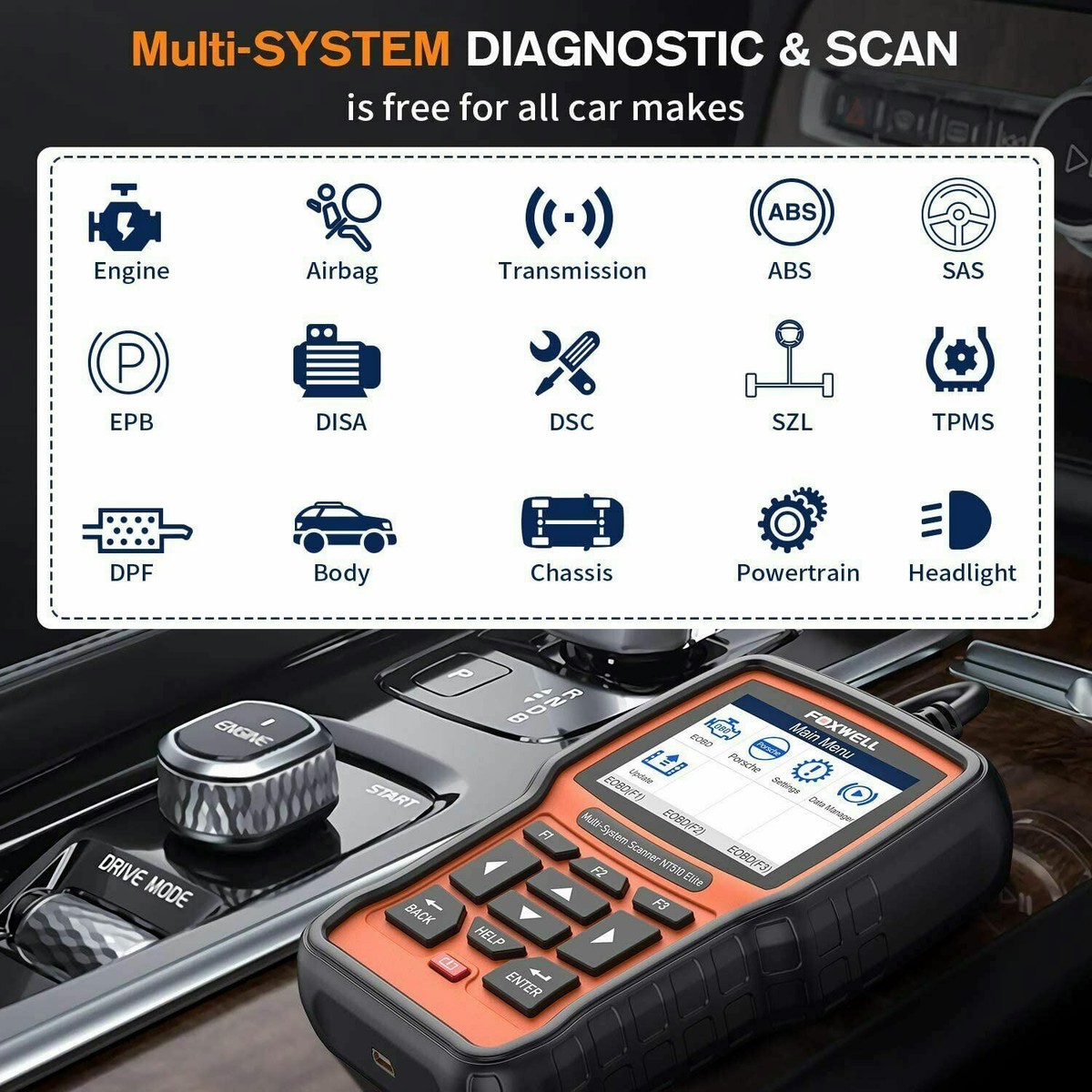 FOXWELL NT510 Elite fit for Porsche OBD2 Scanner Car Diagnostic 