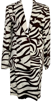 Essentials G Woman's 2 Piece Skirt Suit Set Vintage Abstract Print Size 6