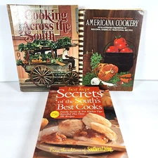 Lot of 3 Southern Style Cooking Cookbooks Americana Cookery Best Cooks Recipes