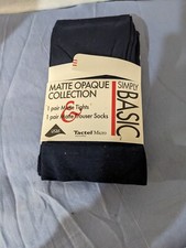 1 Pair Tights 1 Pair Trouser Socks Size Med. Tall Navy 60 Denier Matte Opaque