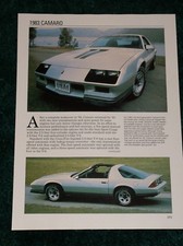 1983 Chevy Camaro Spec Sheet Info Photo 83 Z28 Z28 Berlinetta Ho